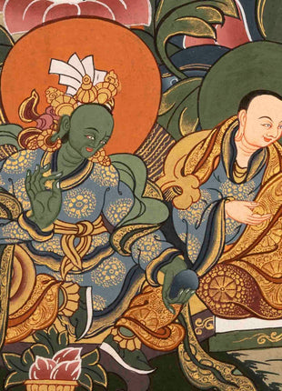 Original Hand-Painted Thangka Of Shakyamuni Buddha Followed By Other Bodhisattvas | Wall Decoration |