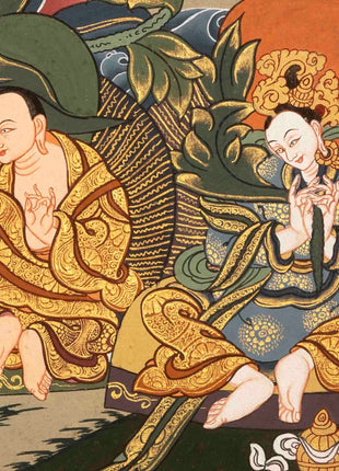 Original Hand-Painted Thangka Of Shakyamuni Buddha Followed By Other Bodhisattvas | Wall Decoration |