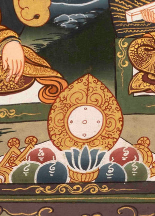 Original Hand-Painted Thangka Of Shakyamuni Buddha Followed By Other Bodhisattvas | Wall Decoration |