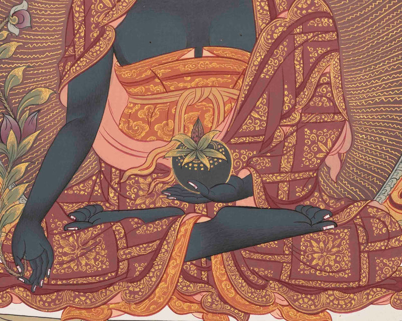 Medicine Buddha Thangka | Bhaisajyaguru Hand-Painted Tibetan Healing Art