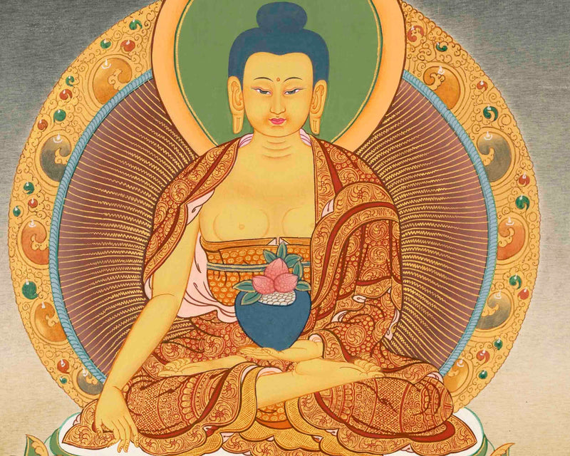 Small Size Shakyamuni Buddha Thangka | Original Tibetan Buddhist Religious Painting |