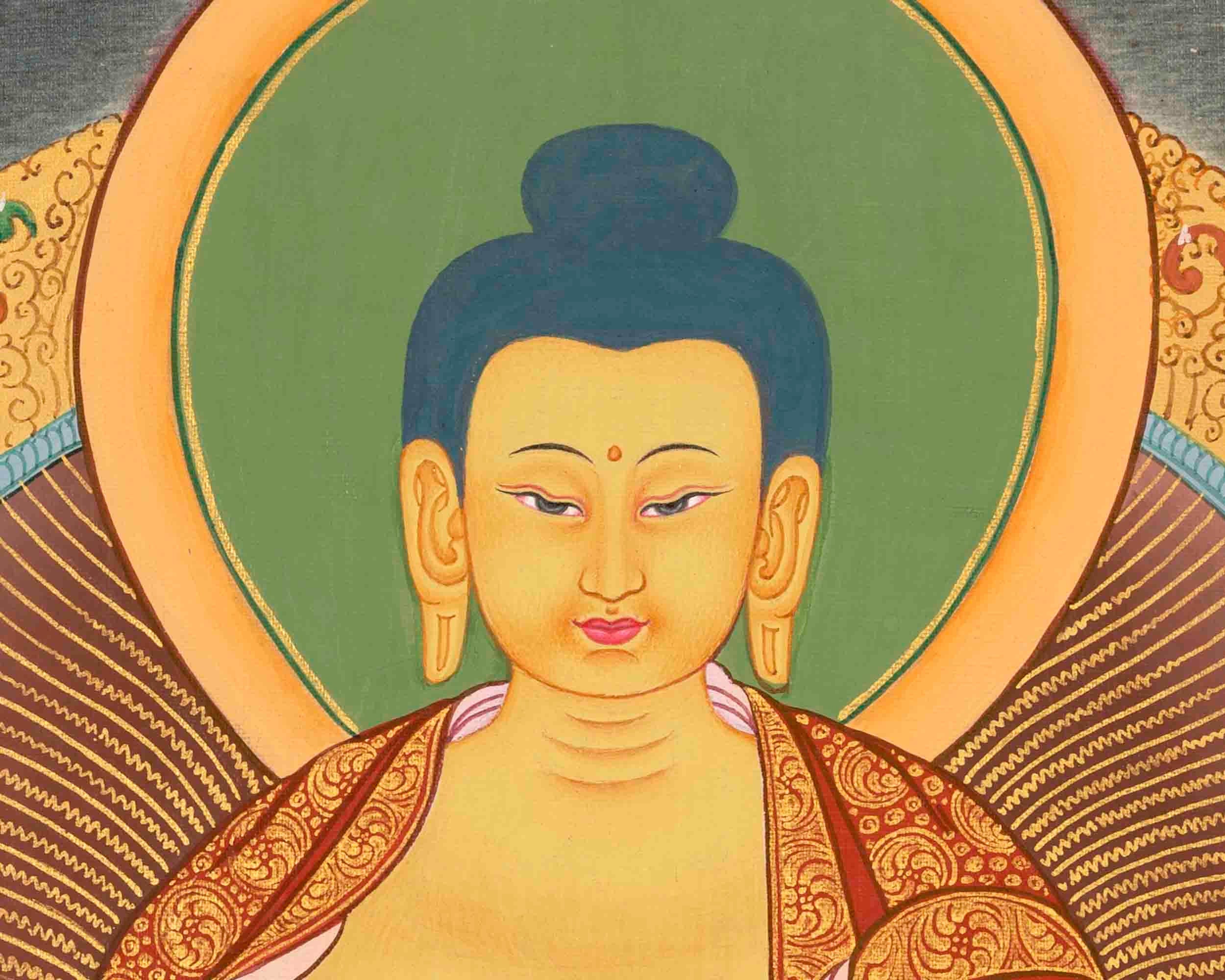 Small Size Shakyamuni Buddha Thangka | Original Tibetan Buddhist Religious Painting |