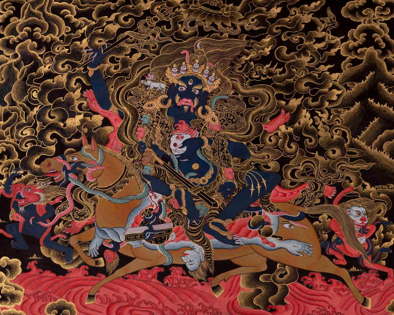 Hand-Painted Palden Lhamo Thangka | Feminist Deity Vajrayana Travel Thangka For Practitioner