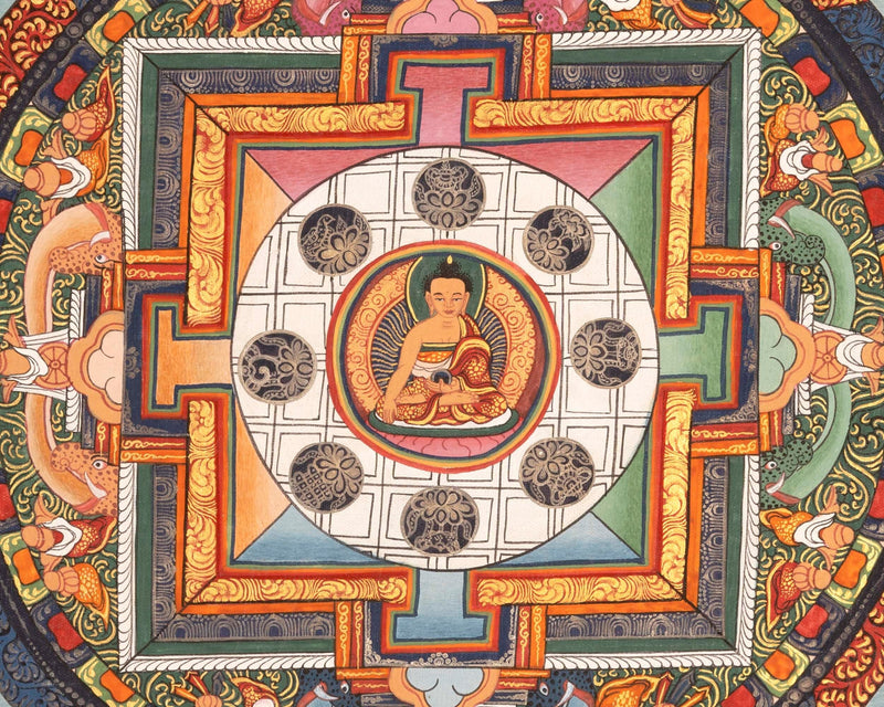 Shakyamuni Buddha Mandala | Hand-Painted Buddha Shakyamuni Thangka