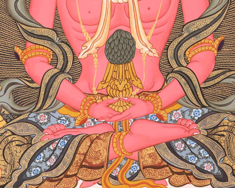 Red Amitayus Buddha Thangka | Perfect Travel Art for Practitioner | Wall Decoration Painting | Art Painting for Meditation and Good Luck