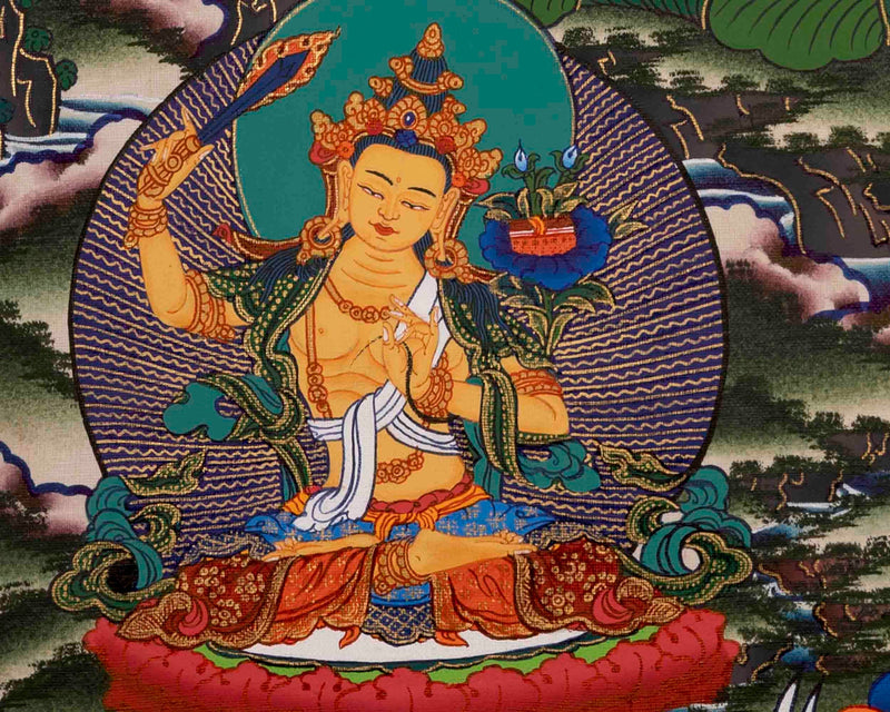 4 Armed Chengrezig Thangka Painting | Bodhisattva of Compassion | Wall hanging