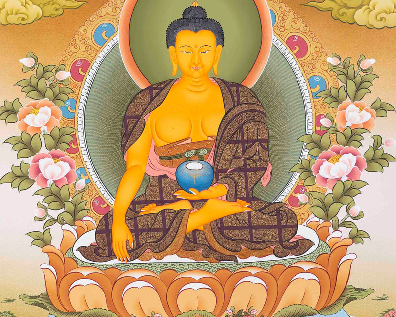 Shakyamuni Buddha , Dzambala, Maitreya Buddha, Namtose Buddhist Thangka | Wall hanging for Peace |