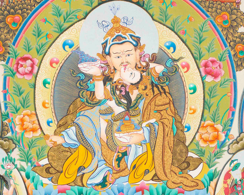 Guru Rinpoche Refuge Tree Thangka Painting | Hand Painted Buddhist Art of Nepal