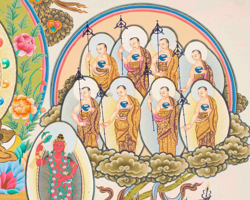 Guru Rinpoche Refuge Tree Thangka Painting | Hand Painted Buddhist Art