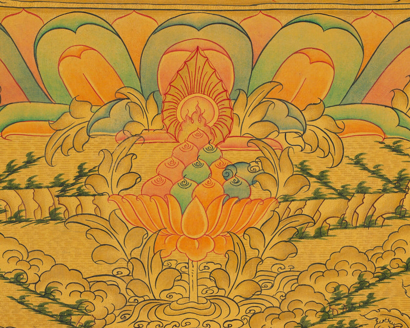 White Tara Thangka with Dragon Border | Original Hand-Painted Female Bodhisattva Art |