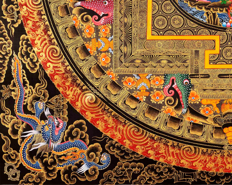 Green Tara Mandala Thangka Painting | Full 24k Gold Style