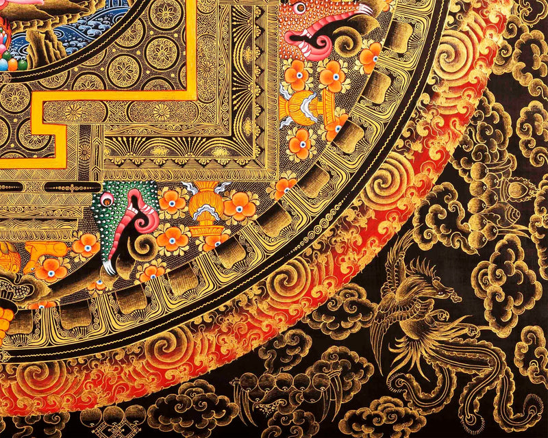 Green Tara Mandala Thangka Painting | Full 24k Gold Style