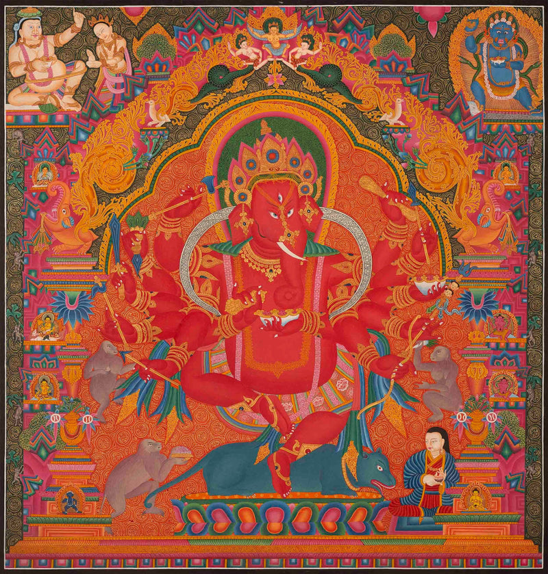 Master Quality Ganesh Thangka Painting | Newari Art | Ganpati Decoration