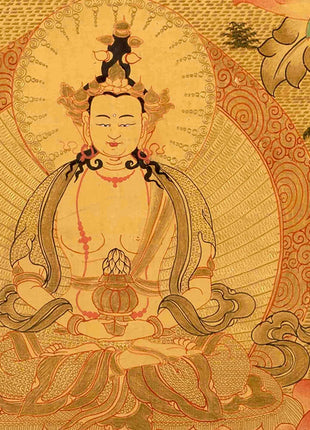 Original Hand Painted 24K Gold Style Green Tara Thangka | Healing Female Deity