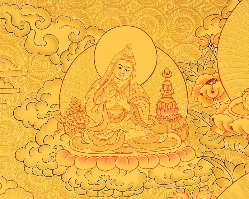 Amitayus Buddha Thangka |  Original Hand Painted 24K Gold Style Tibetan Thanka |