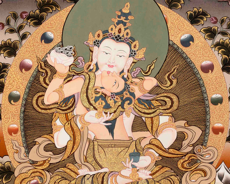 Vajrasattva Thangka Tapestry Wall Hanging | Himalayan Art | Yoga Meditation Decor