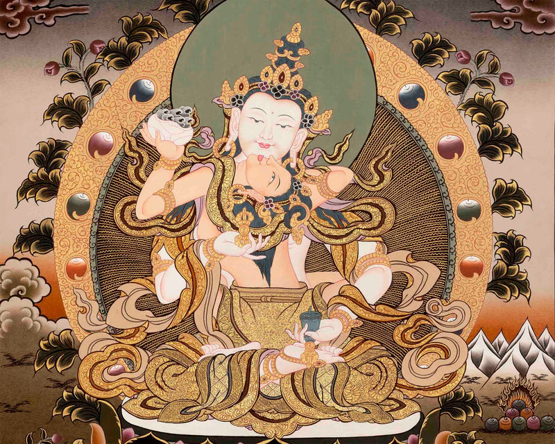 Vajrasattva Thangka Tapestry Wall Hanging | Himalayan Art | Yoga Meditation Decor