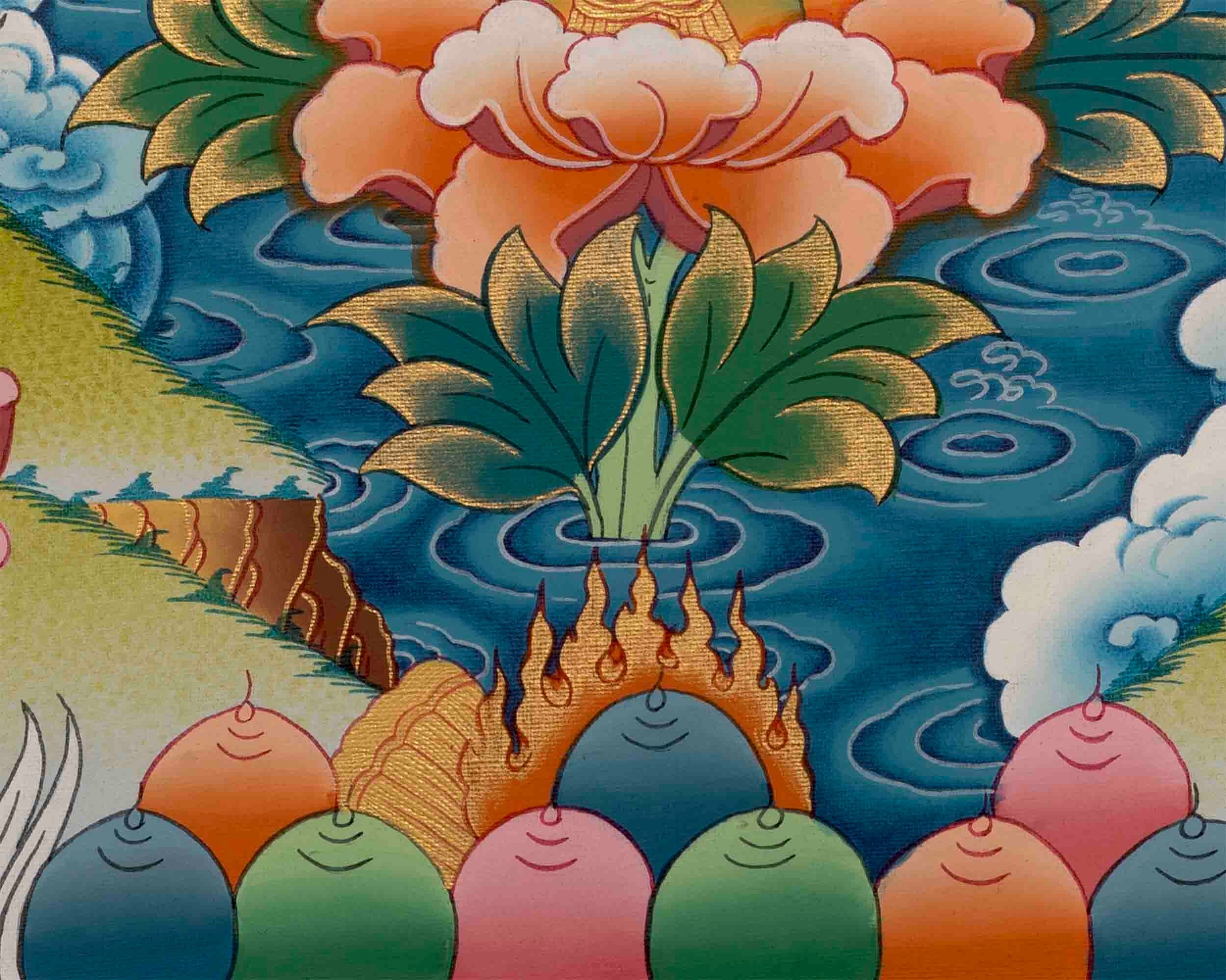 Original Hand-Painted Manjushri Thangka | Manjushri Bodhisattva | Ritual Thangka |
