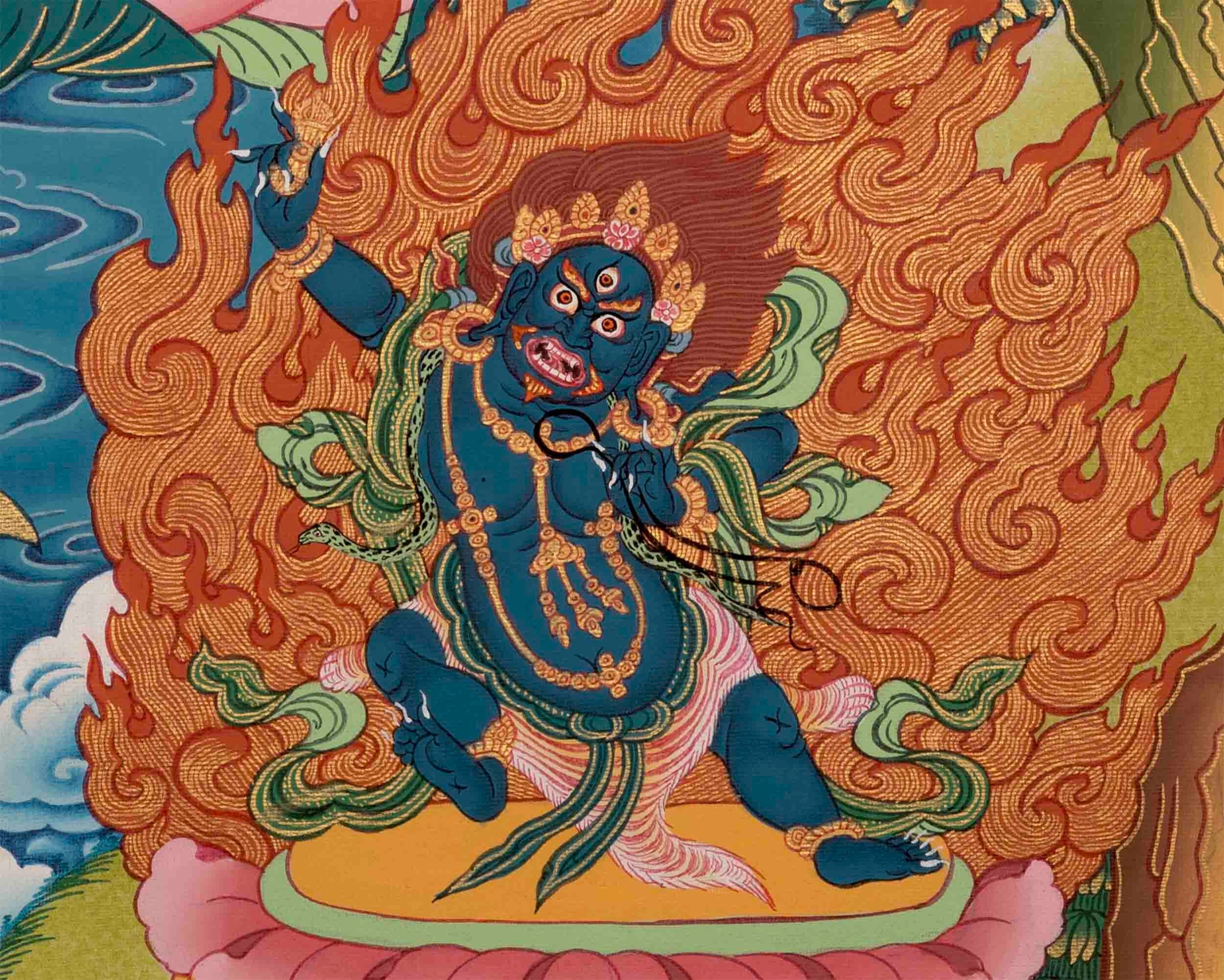 Original Hand-Painted Manjushri Thangka | Manjushri Bodhisattva | Ritual Thangka |