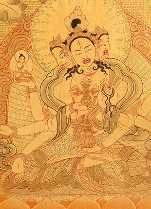 Original Hand Painted 24K Gold Style Green Tara Thangka | Healing Female Deity
