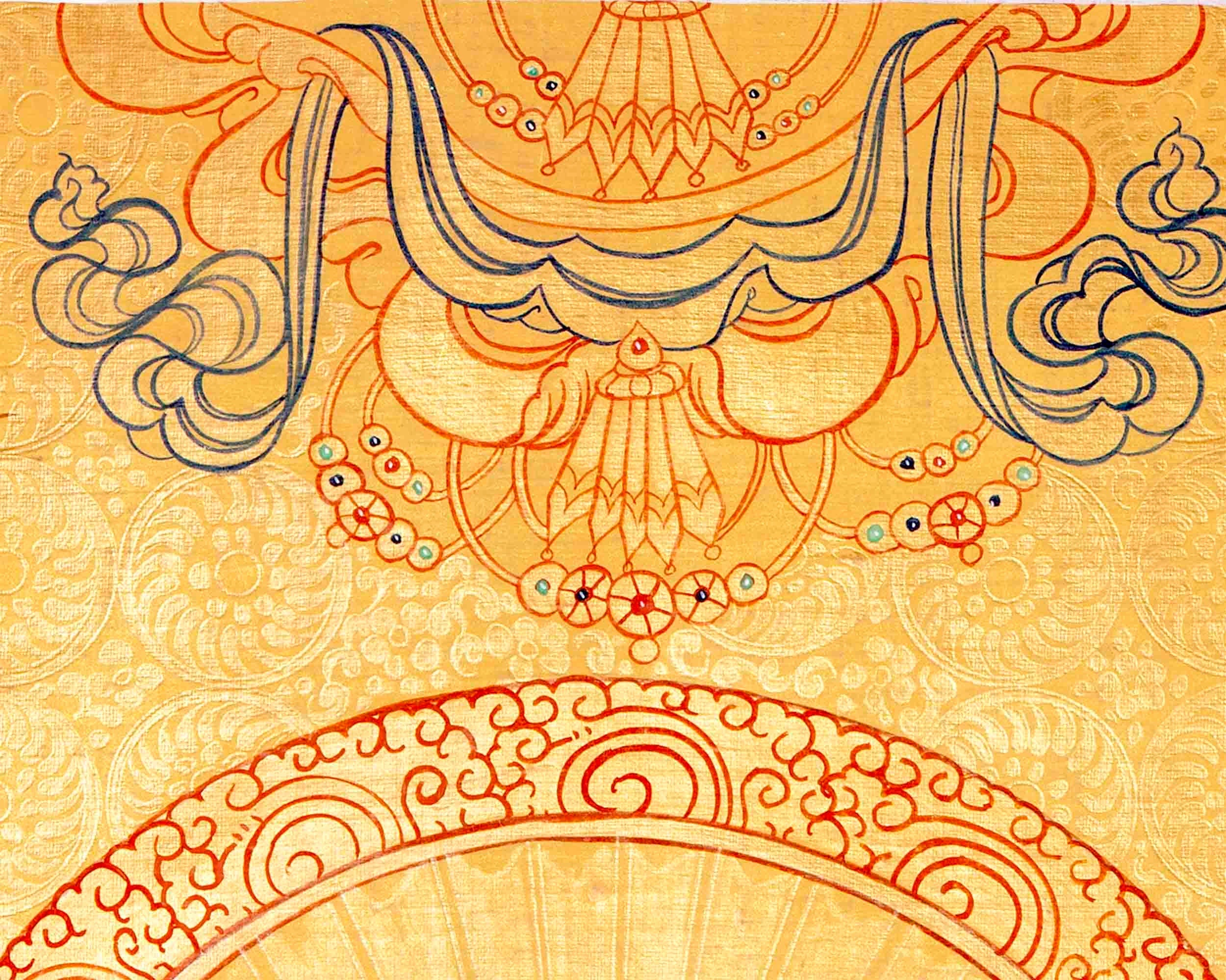 24K Gold Style Shakyamuni Buddha Tibetan Thangka | Meditation Object For Our Wellbeing