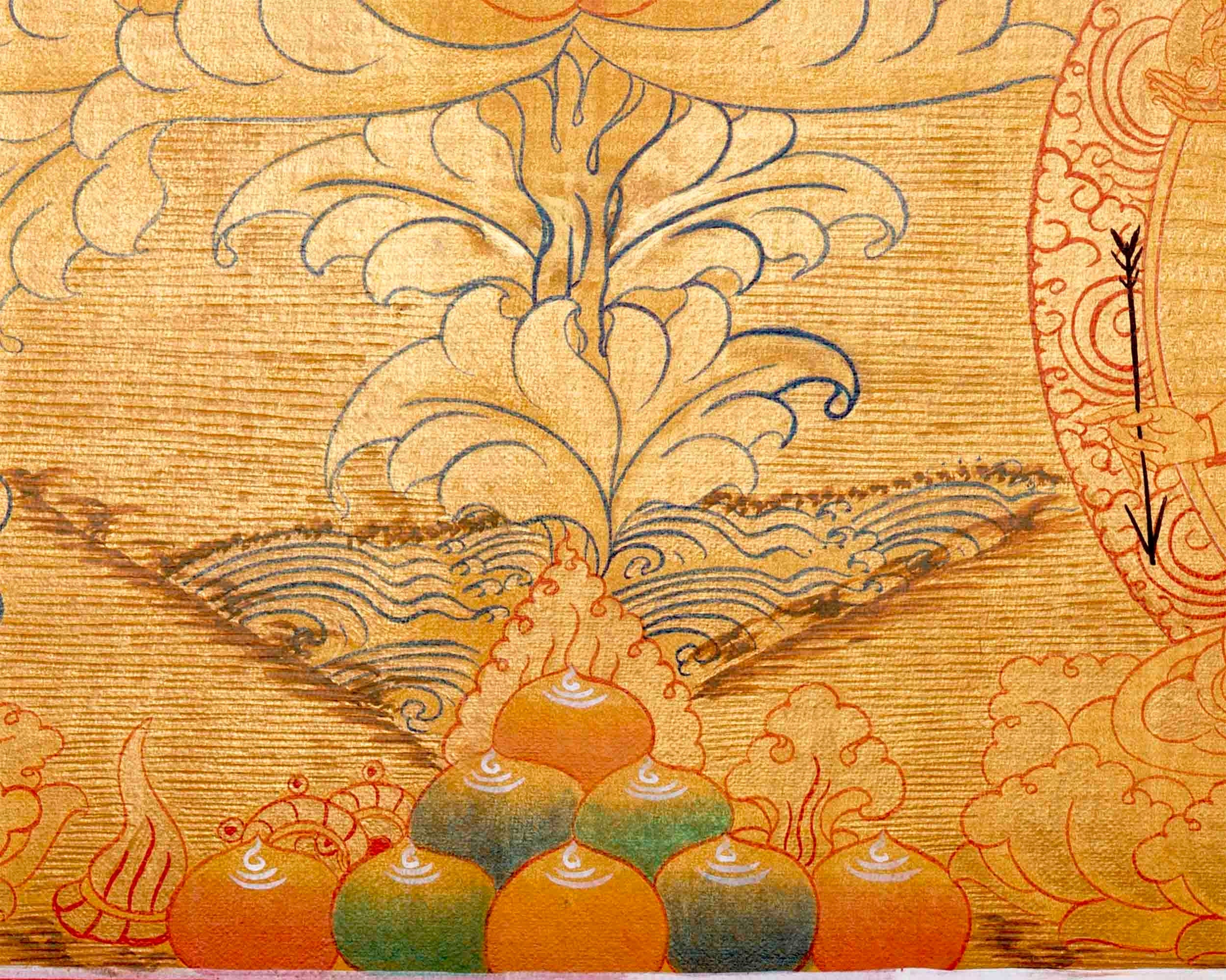 Full Gold Style White Tara Thangka Painting | Original Hand-Painted Female Bodhisattva Art |