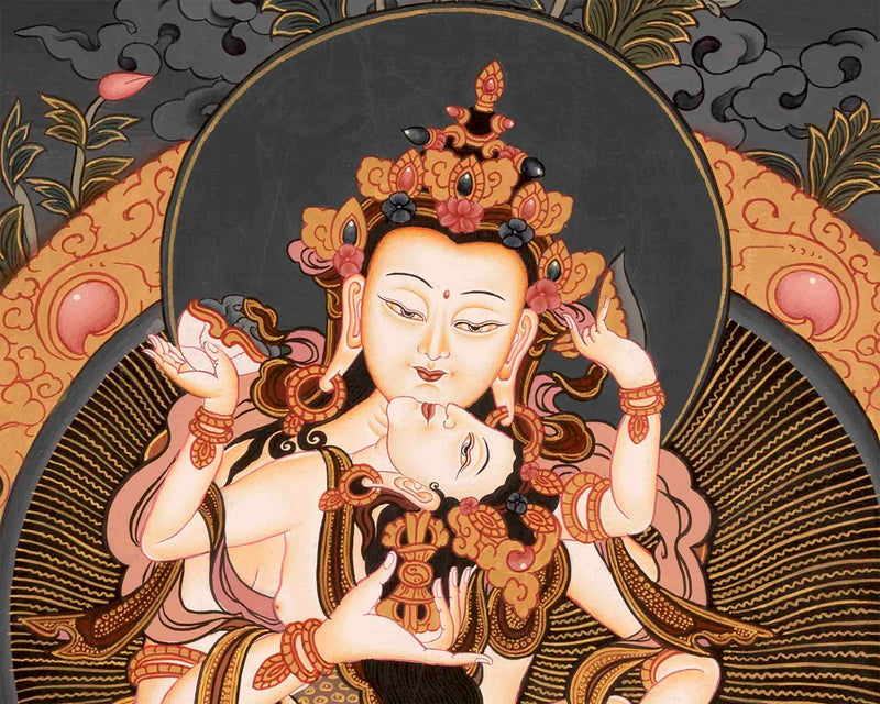 Original Hand Painted Vajrasattva Yab Yum Thangka Painting | Tibetan Thangka Art