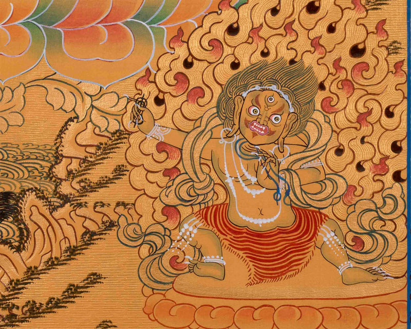 Full Gold Style Green Tara Thangka |Original Hand Painted Tibetan Buddhist Wall Hanging Healing Art |