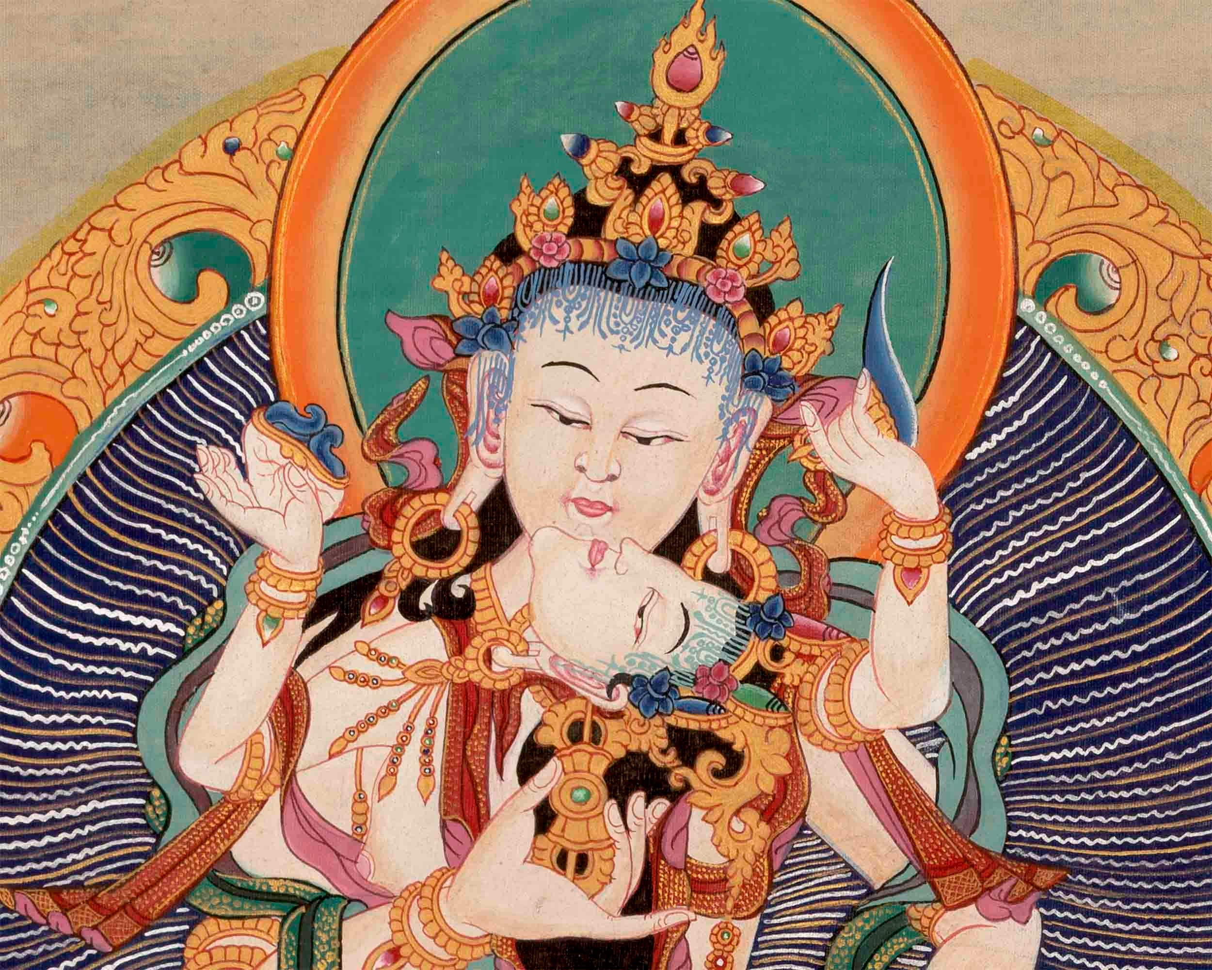Hand-Painted Vajrasattva Dorje Sempa YabYum Thangka | Union Of Compassion & Wisdom