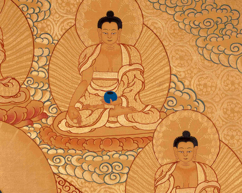 Full Gold Style Shakyamuni Buddha Thangka Painting | Original Hand Painted Tibetan Buddhist Art |