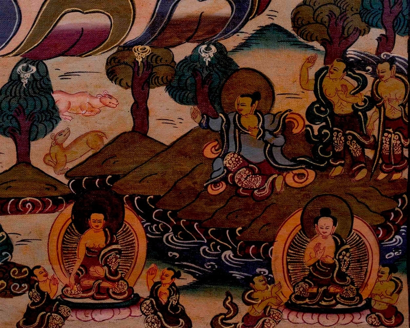 Oil Varnished Stupa Mandala Thangka Art | Original Hand-Painted Tibetan Buddhist Painting |