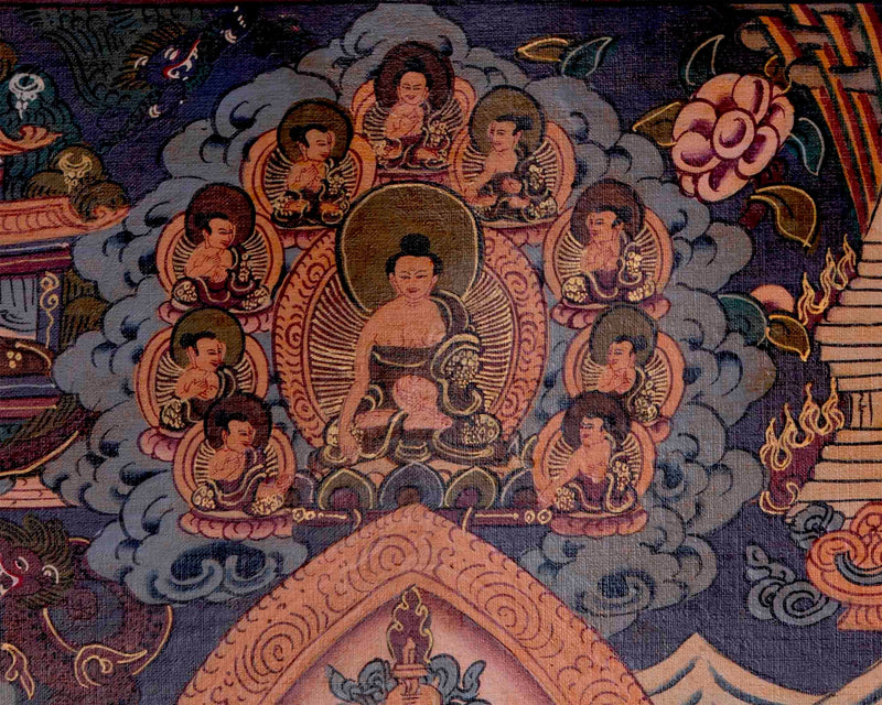 Oil Varnished Stupa Mandala Thangka Art | Original Hand-Painted Tibetan Buddhist Painting |