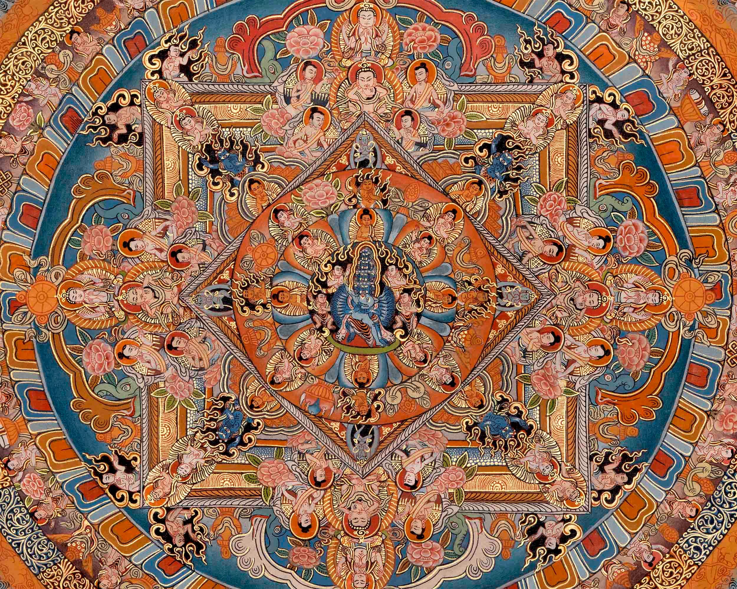 Old Vajra Heruka Mandala thangka/Buddhist thangka