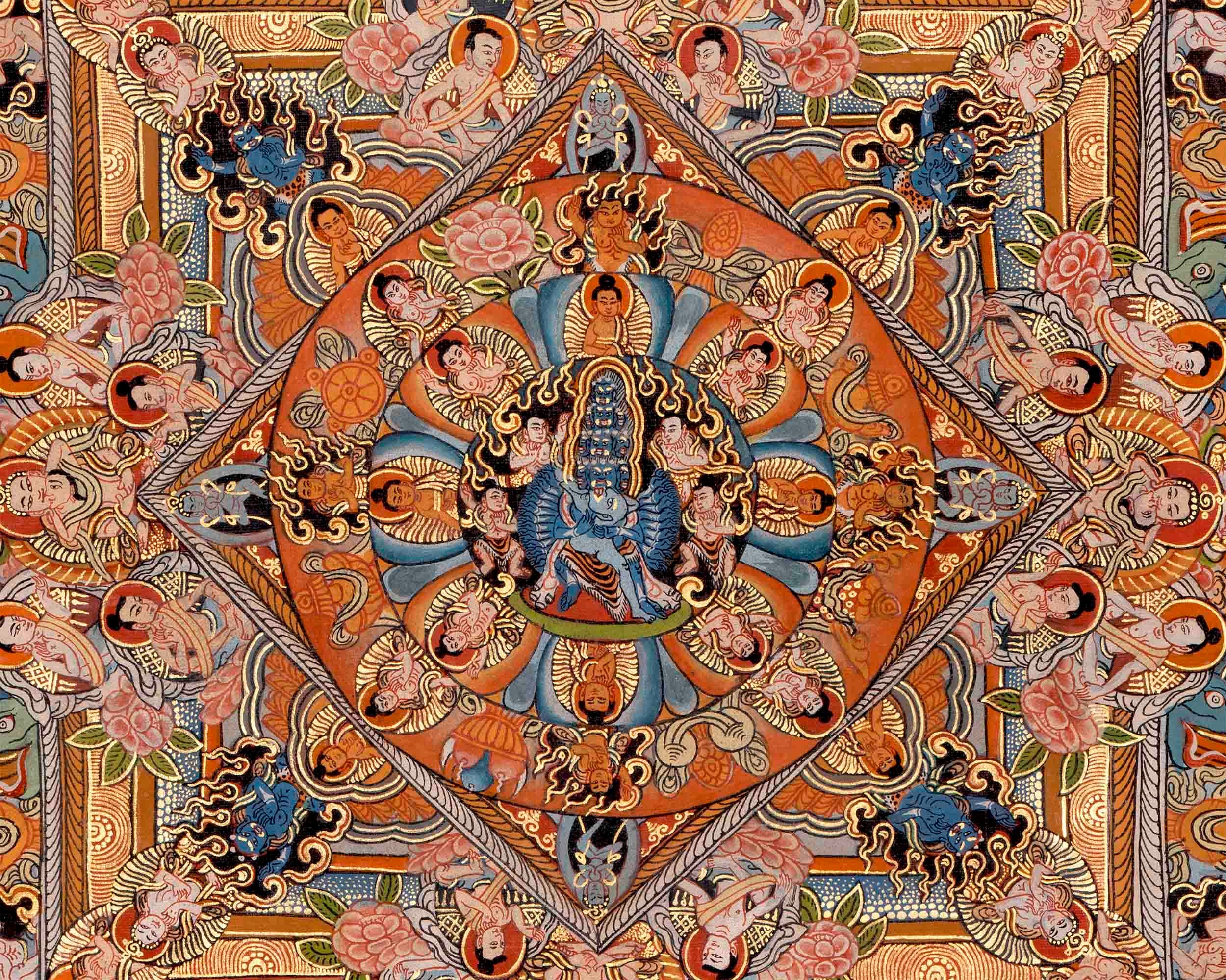 Old Vajra Heruka Mandala thangka/Buddhist thangka