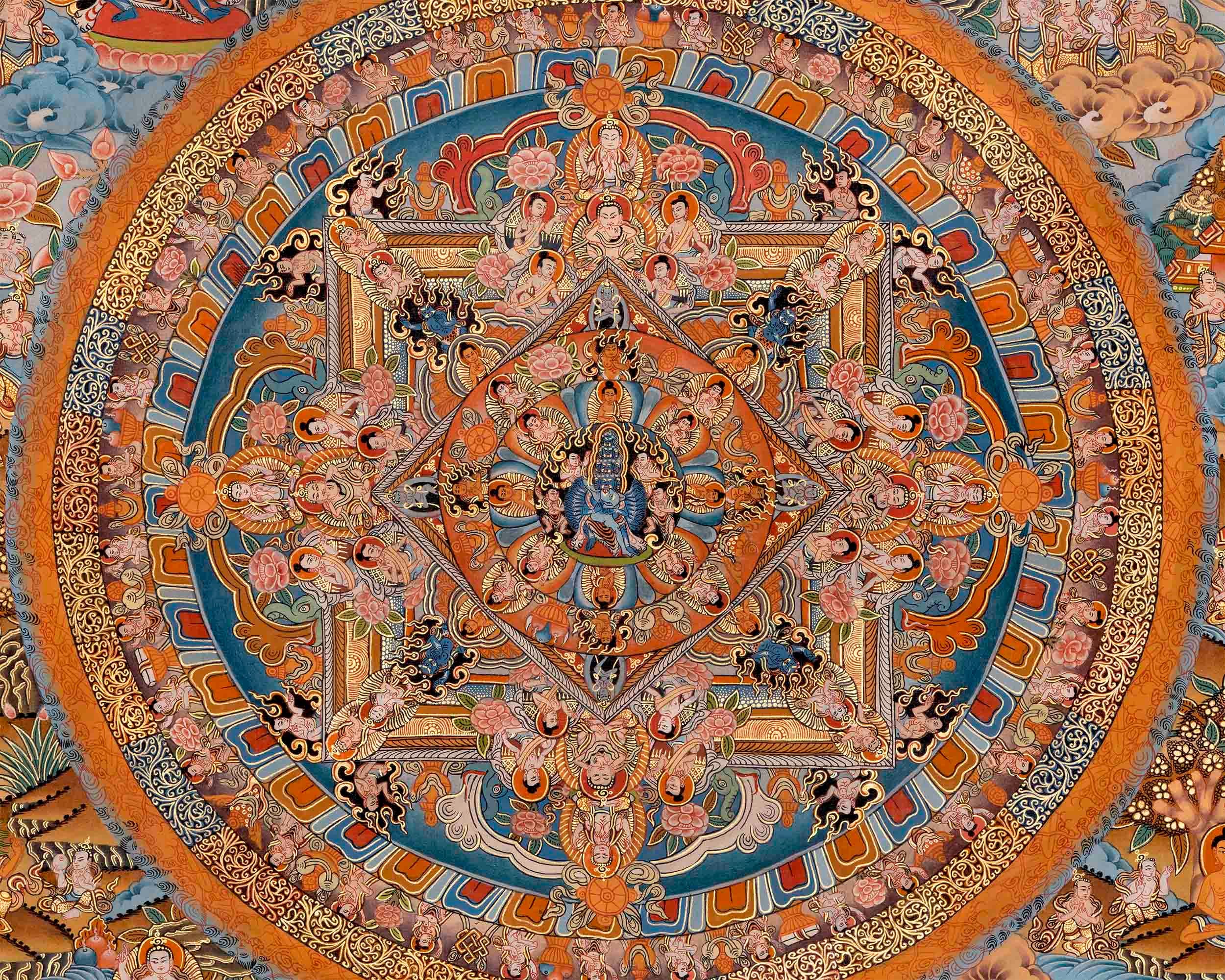 Old Vajra Heruka Mandala thangka/Buddhist thangka
