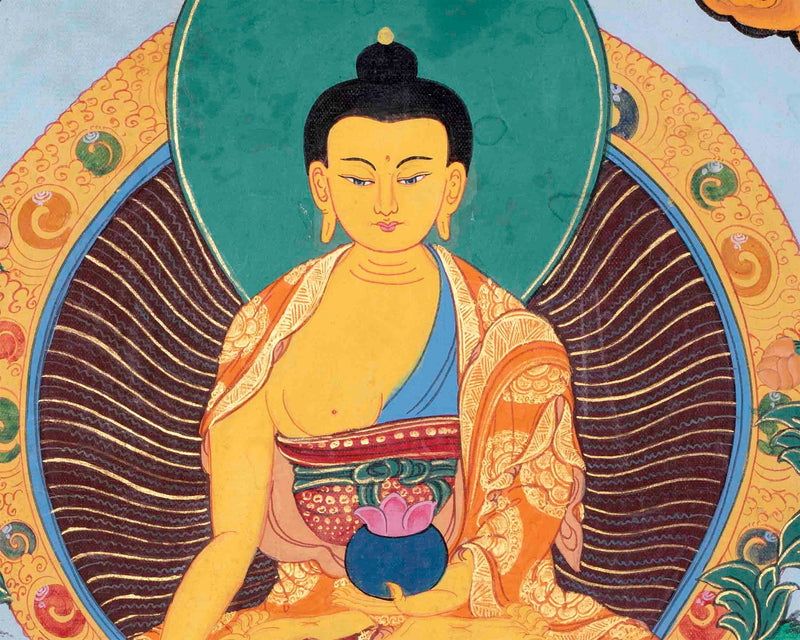 Vintage Shakyamuni Buddha Thangka Painting | Rare Genuine Hand-Painted Tibetan Thangka |