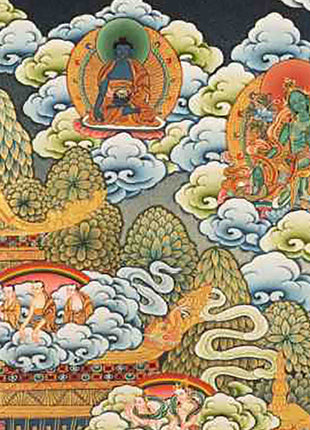 Avalokiteshvara Chengrezig Thangka With Amitabha Buddha | Vajrayana Buddhism Painting