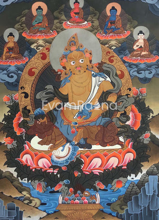 Original Hand Painted Dzambala Thangka Painting | Master Quality Buddhist Art |