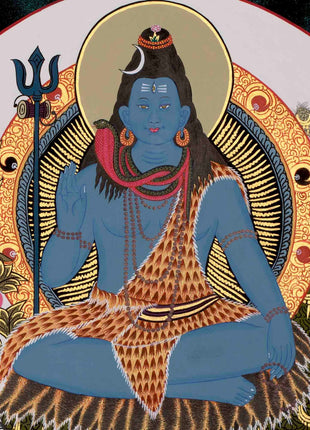 Lord Shiva Thangka Painting | Original Hand-painted Mahadev Thangka Art