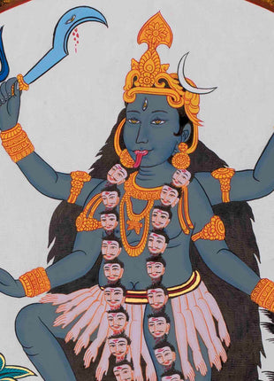 Kali Deity Thangka Painting | Handcrafted Expression of Power and Grace | Original Hand Painted Thangka Art |
