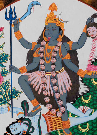 Kali Deity Thangka Painting | Handcrafted Expression of Power and Grace | Original Hand Painted Thangka Art |