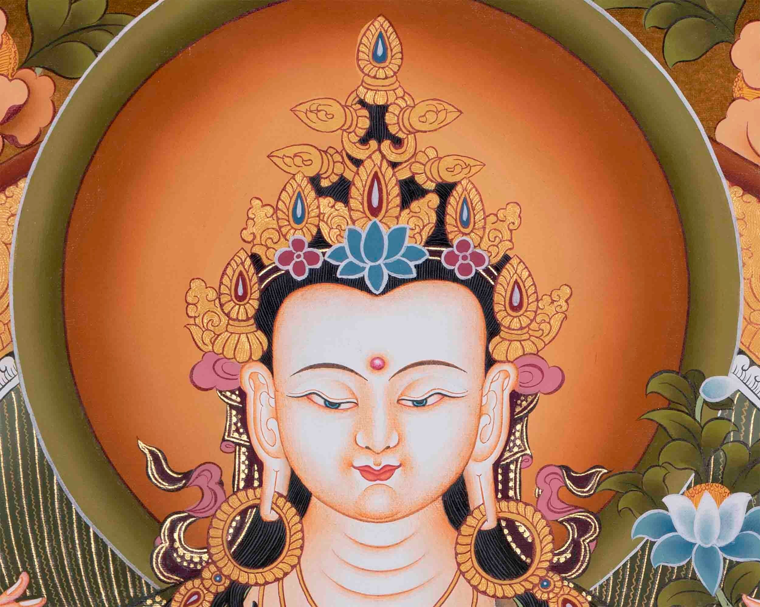 Avalokiteshvara Chengrezig Thangka Painting | Deity Of Compassion | Original Hand Painted Painting