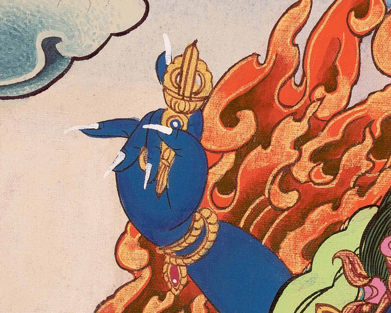 Brocaded Bodhisattva Vajrapani Thangka | Wall Decoration Art | Vajrayana Buddhism