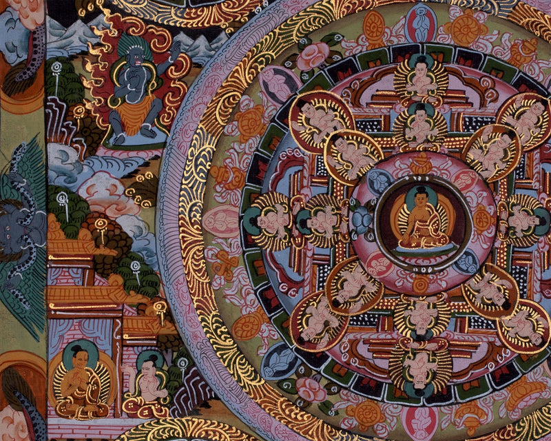 Authentic Hand-Painted Buddha Mandala | Tibetan Thangka Art for Meditation