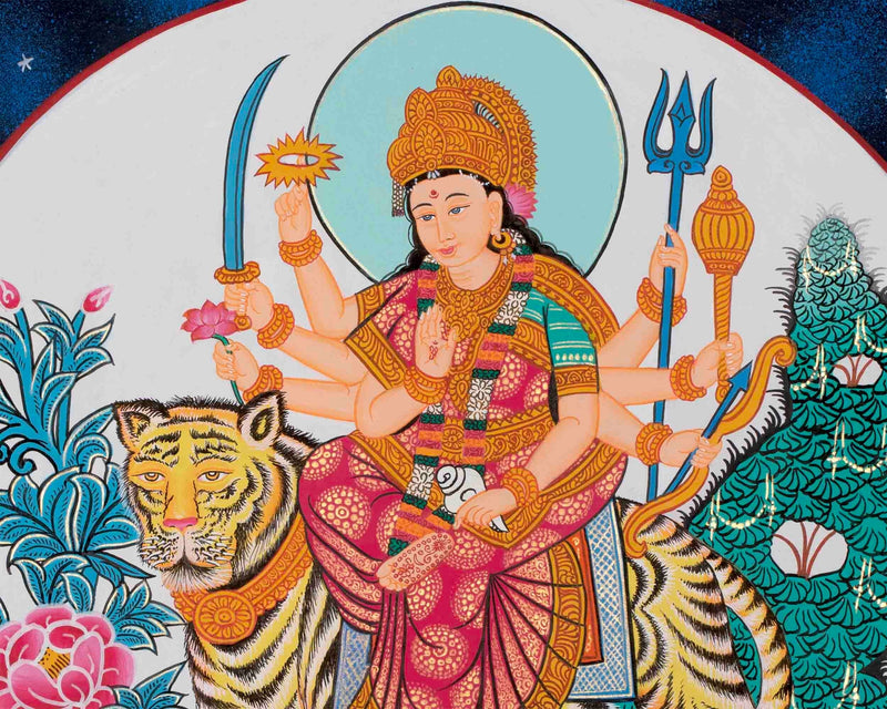 Bhagvati Deity Thangka Painting| Radiate Wisdom and Serenity | Original Hand Painted Spiritual Art for Your Sacred Space