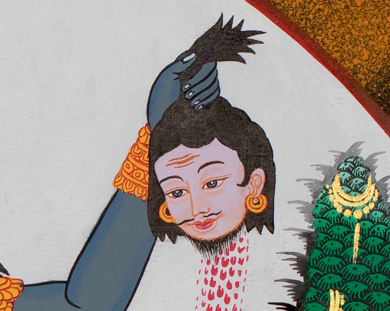 Kali Deity Thangka Painting | Handcrafted Expression of Power and Grace | Original Hand Painted Thangka Art |