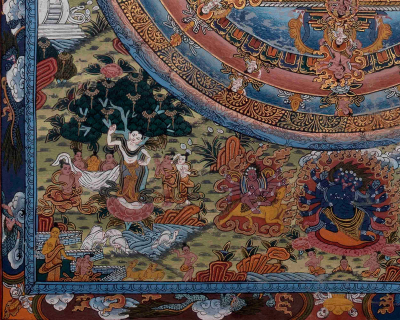 Rare Hand-Painted Queen Maya Devi Mandala | Buddhist Art