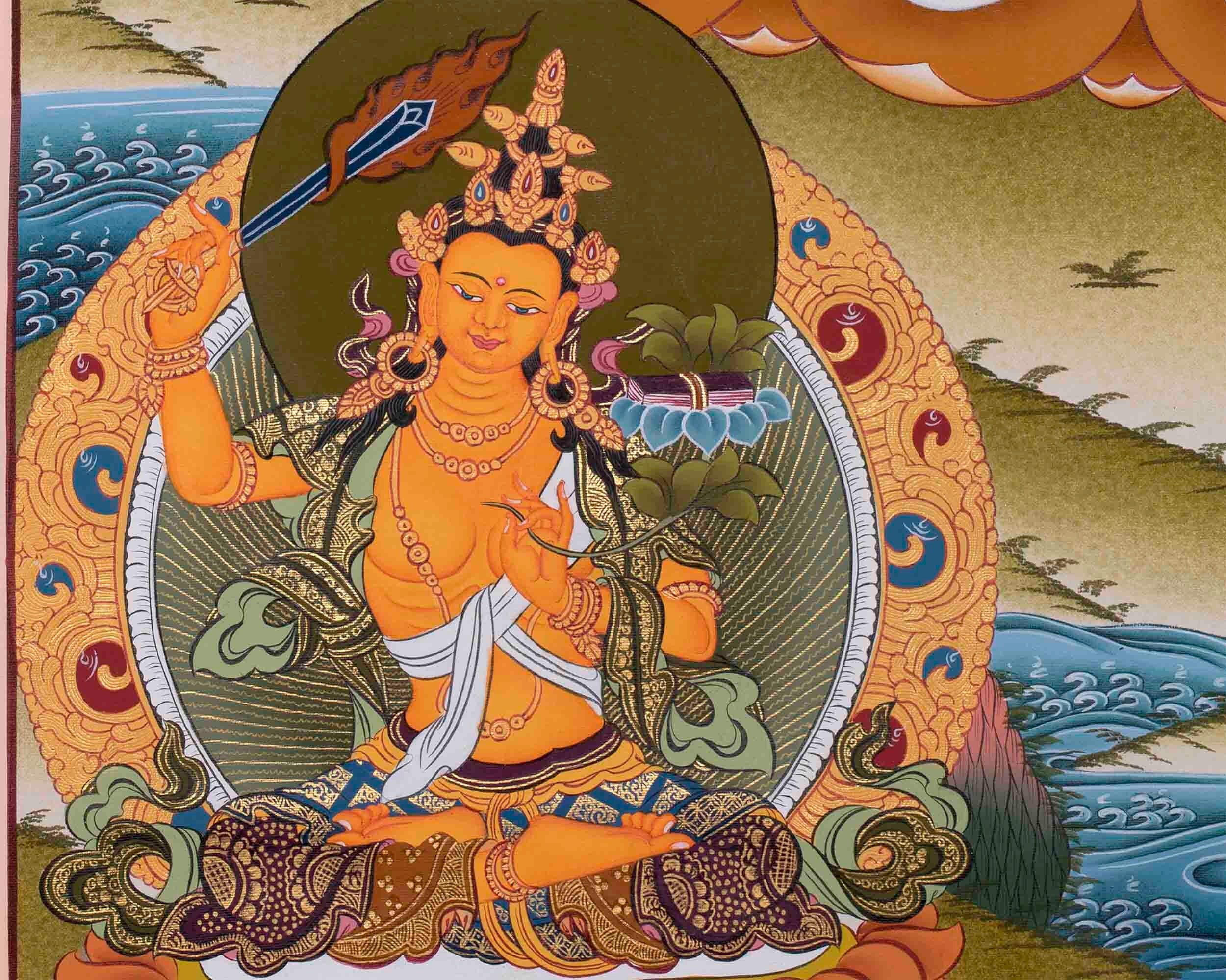 Avalokiteshvara Chengrezig Thangka Painting | Deity Of Compassion | Original Hand Painted Painting