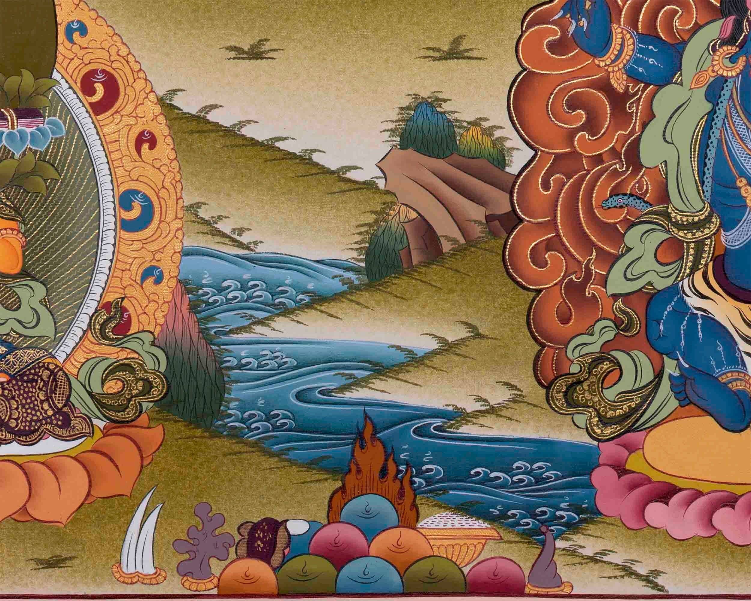 Avalokiteshvara Chengrezig Thangka Painting | Deity Of Compassion | Original Hand Painted Painting