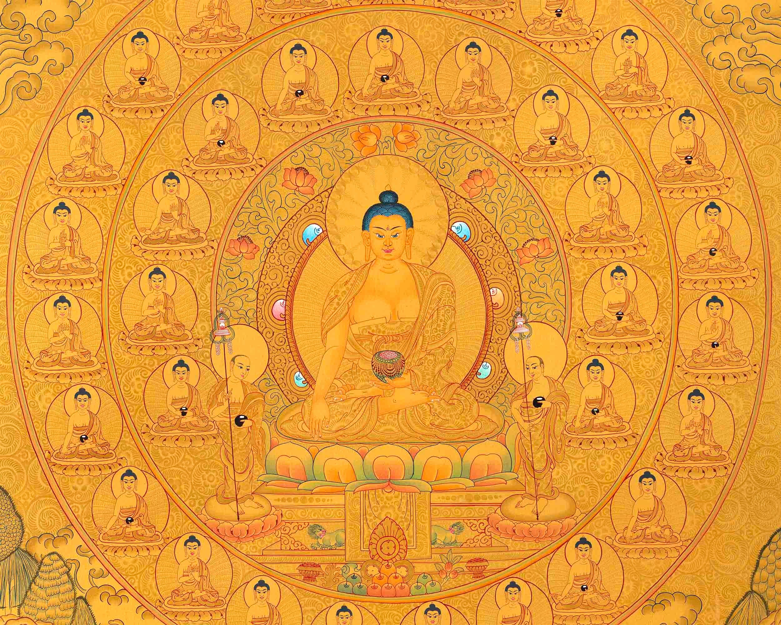 Full 24k Gold Style 35 Buddhas of Confession | Fine Quality | Buddhist Art